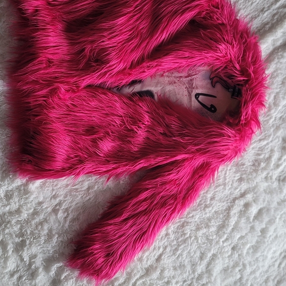 Vibrant Pink Faux Fur Coat Xs/s - Picture 4 of 6